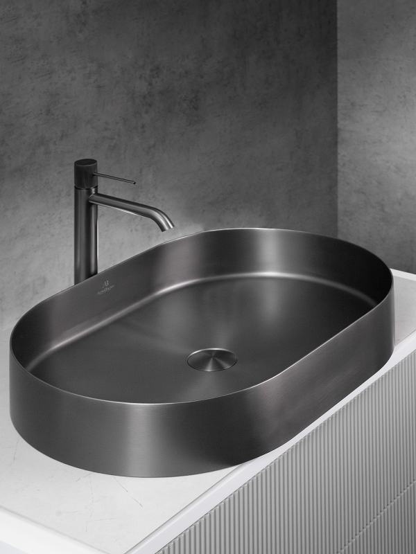 Накладная раковина AltroBagno Eterno 001026 MtGr 59 оружейная сталь, овальная, нержавеющая сталь