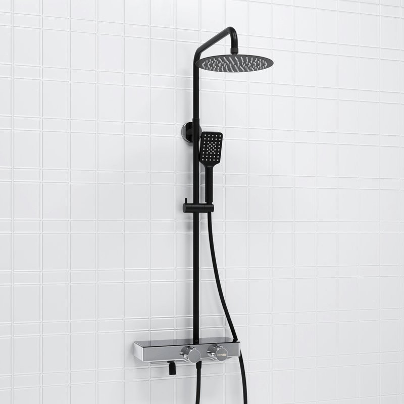 Душевая стойка Wasserkraft Abens 2000 A114.258.130.CB Thermo с термостатом, черная