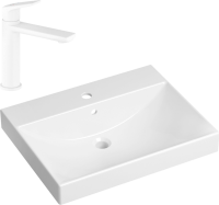 Комплект Раковина Lavinia Boho Bathroom Sink 33311012 + Смеситель Wellsee ICON! for life 182305000 матовый белый