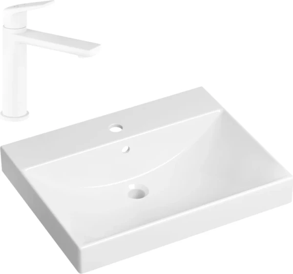 Комплект Раковина Lavinia Boho Bathroom Sink 33311012 + Смеситель Wellsee ICON! for life 182305000 матовый белый