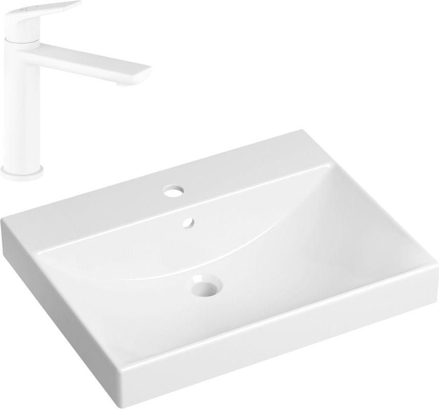 Комплект Раковина Lavinia Boho Bathroom Sink 33311012 + Смеситель Wellsee ICON! for life 182305000 матовый белый