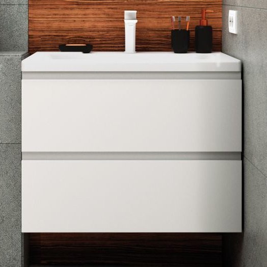 Тумба с раковиной Art&Max Bianchi 75, подвесная, белая матовая