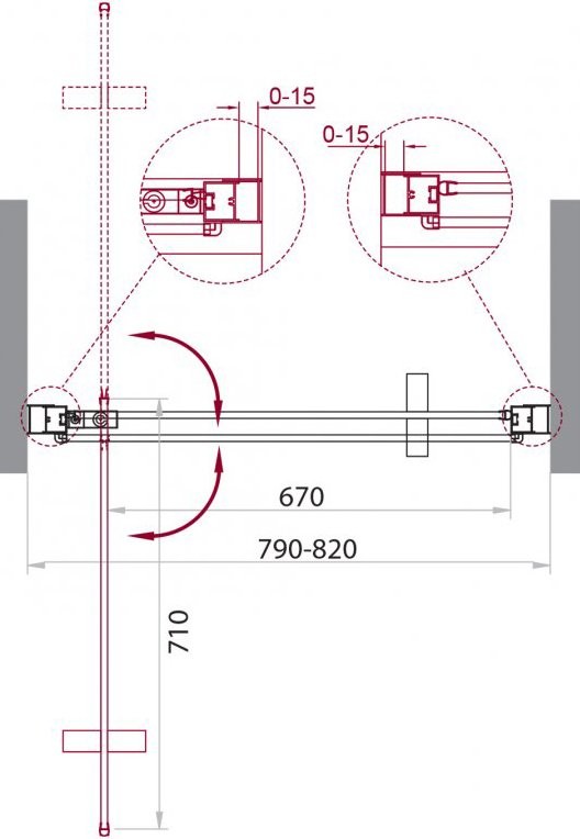 Душевая дверь в нишу BelBagno Marmi B-1-80-C-Cr