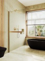 Душевая перегородка Maybahglass MGD-731-3ш 79 см, профиль золото, стекло сатин