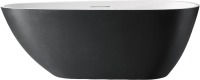 Ванна из искусственного камня Abber Dortmund AM9911BW 170x75 см, отдельностоящая, матовая черно-белая, овальная, фурнитура белая
