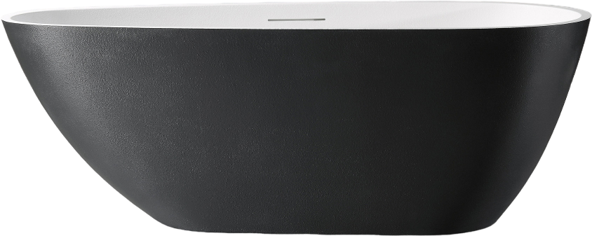 Ванна из искусственного камня Abber Dortmund AM9911BW 170x75 см, отдельностоящая, матовая черно-белая, овальная, фурнитура белая
