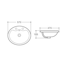 Раковина встраиваемая сверху Art&Max AM6300 57x47 глянцевая белая, овальная, фаянс