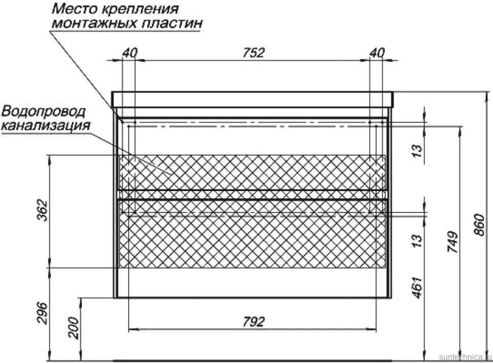 Тумба под раковину Aquanet Гласс 90