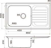 Комплект Мойка Omoikiri Haruna 86 + Смеситель Shinagawa BN нержавеющая сталь