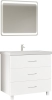 Тумба под раковину Marka One Mix 80Н с 3 ящиками, белый глянец, ручки рейлинг