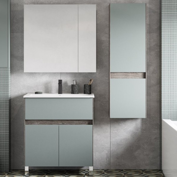 Мебель для ванной комнаты AQUATON Форест 75 дуб рошелье, сумеречный голубой, раковина Элина 75