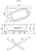 Акриловая ванна Triton Кайли R 150x100 см, угловая, правая, пристенная, белая, асимметричная, с каркасом, с сиденьем