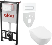 Комплект Унитаз подвесной Villeroy & Boch Subway 2.0 5614R201 alpin + Инсталляция AlcaPlast AM101/1120-4:1 RU M570-0001 кнопка смыва белая