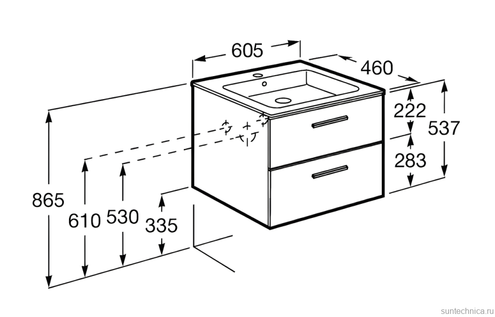 Тумба с раковиной Roca Victoria 60 городской дуб