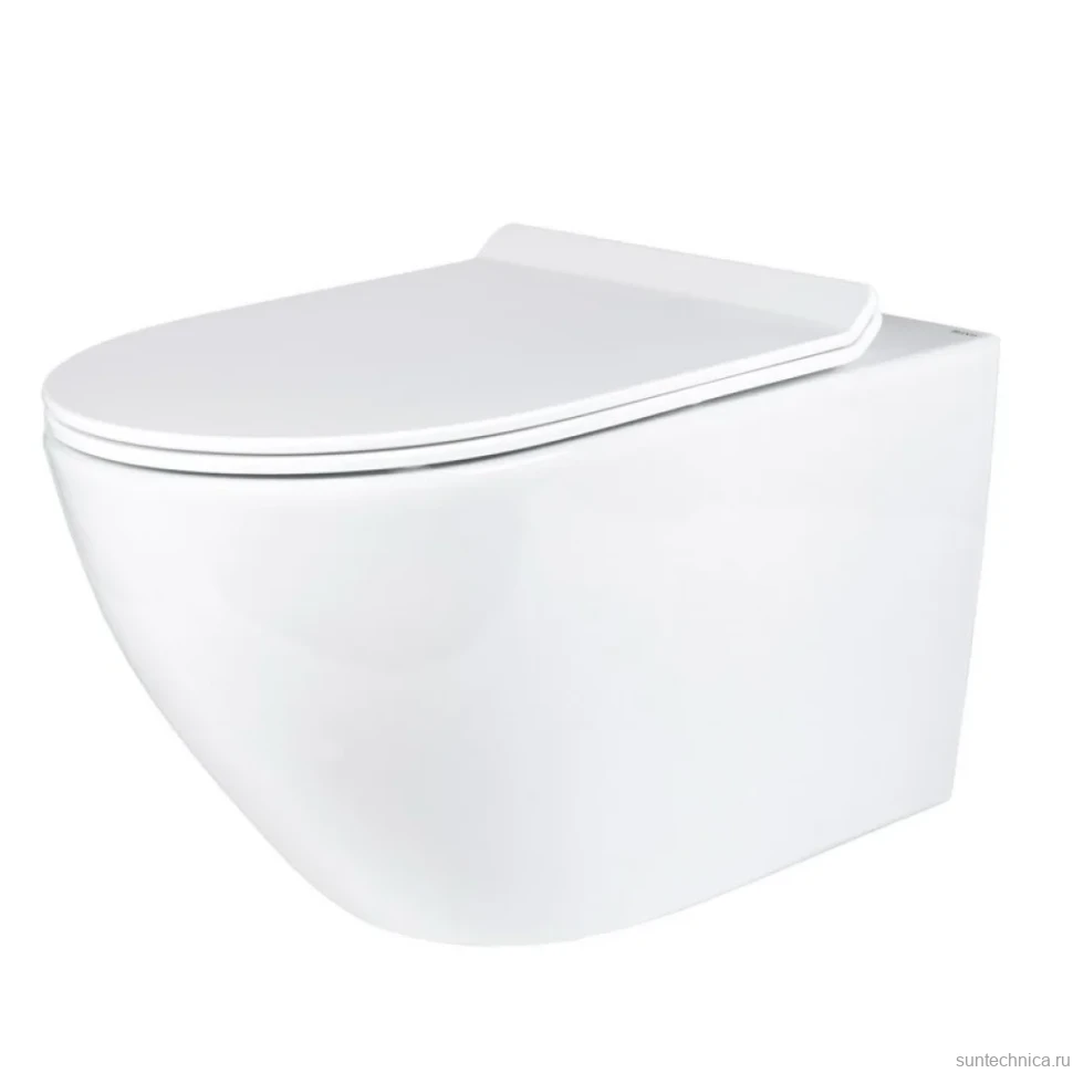 Комплект Унитаз подвесной BOND Oval F01-10Long удлиненный, безободковый, с микролифтом, белый + Инсталляция VitrA V-Fix Core 732-5800-01PV + Кнопка Root Round 740-2211 черная матовая