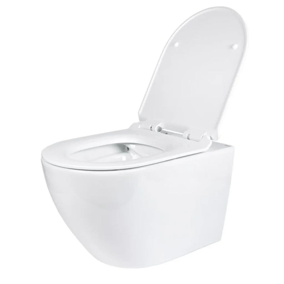 Комплект Унитаз подвесной BOND Oval F01-10Long удлиненный, безободковый, с микролифтом, белый + Инсталляция VitrA V-Fix Core 732-5800-01PV + Кнопка Root Round 740-2211 черная матовая