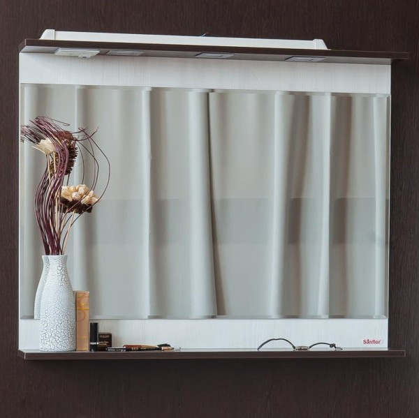 Зеркало Sanflor Толедо 105, венге, северное дерево светлое, с полкой