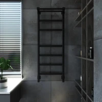 Полотенцесушитель электрический Grota Tela 430х1200 RAL9005 EL 120x45 см, подключение справа, слева, скрытое подключение справа, матовый черный, лесенка, из стали, с полкой