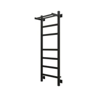 Полотенцесушитель электрический Grota Tela 430х1200 RAL9005 EL 120x45 см, подключение справа, слева, скрытое подключение справа, матовый черный, лесенка, из стали, с полкой