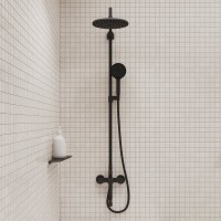 Комплект для ванной IDDIS Aiger Душевая стойка IDDIS Aiger AIGBL3Fi06 + Смеситель для раковины AIGBL01i01, черный матовый