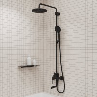 Комплект для ванной IDDIS Aiger Душевая стойка IDDIS Aiger AIGBL3Fi06 + Смеситель для раковины AIGBL01i01, черный матовый