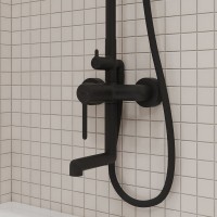 Комплект для ванной IDDIS Aiger Душевая стойка IDDIS Aiger AIGBL3Fi06 + Смеситель для раковины AIGBL01i01, черный матовый