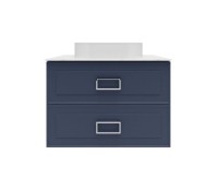Тумба под раковину со столешницей La Fenice Cubo Twin Blu Grigio 100 подвесная , синяя матовая, столешница белый мрамор, ручки белые