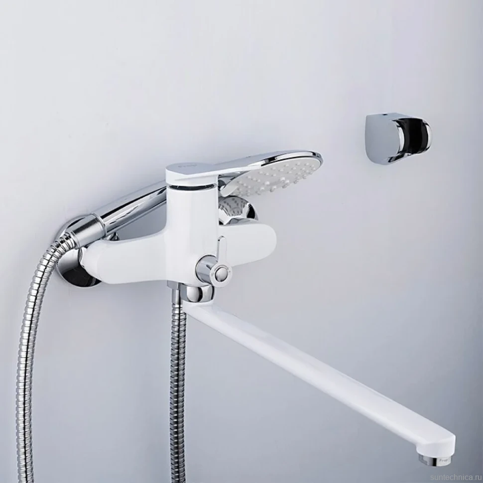 Смеситель с длинным изливом для ванны Frap H45 F2245 белый, хром