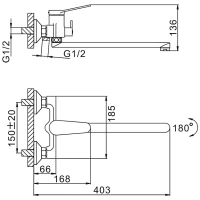 Смеситель с длинным изливом для ванны Frap H45 F2245 белый, хром