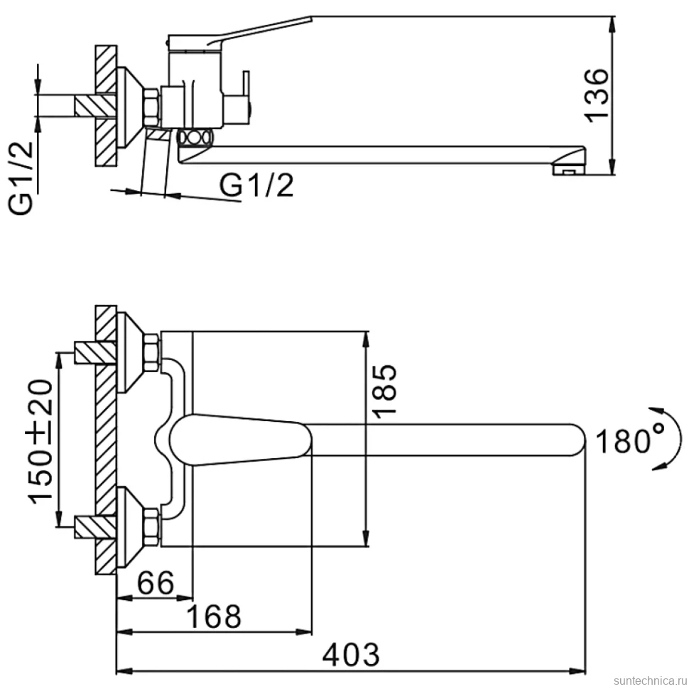 Смеситель с длинным изливом для ванны Frap H45 F2245 белый, хром