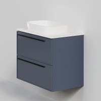 Тумба под раковину со столешницей La Fenice Elba Twin Blu Grigio 80 подвесная, синяя матовая, столешница белый мрамор