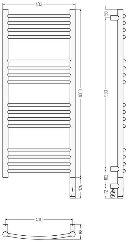 Полотенцесушитель электрический Сунержа Богема 3.1 020-6003-1040 110x45 см, подключение справа, шампань, лесенка