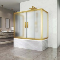 Шторка на ванну Kubele DE019 P4U-MAT-BR, 170х80 см, профиль бронза