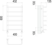 Полотенцесушитель водяной Terminus Стандарт П6 400x600