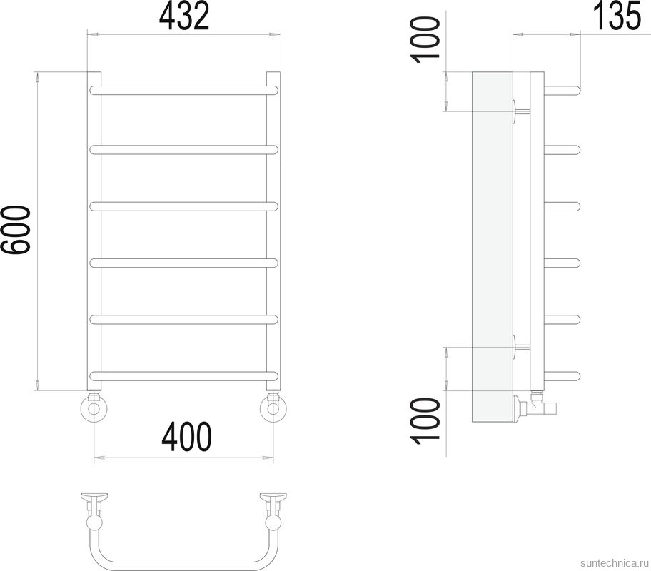 Полотенцесушитель водяной Terminus Стандарт П6 400x600
