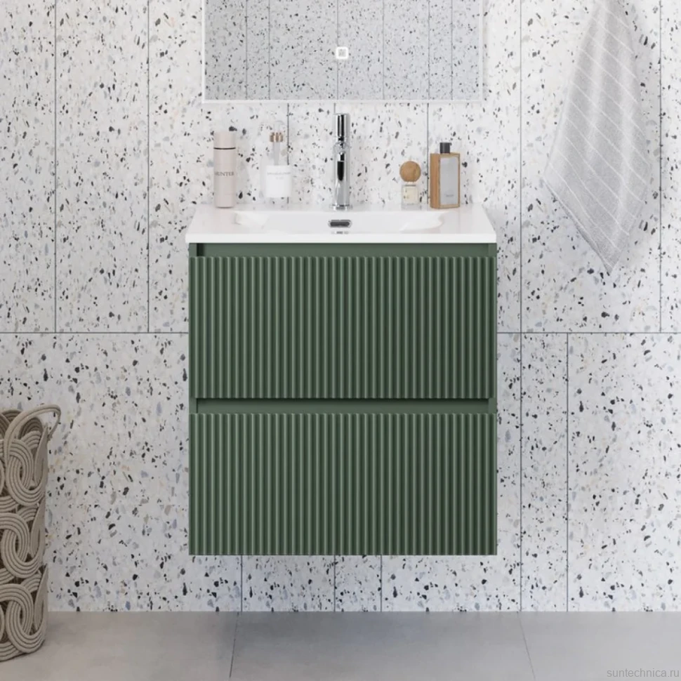 Мебель для ванной комнаты BelBagno Uno-mini 60 подвесная, 2 ящика, матовая еловая
