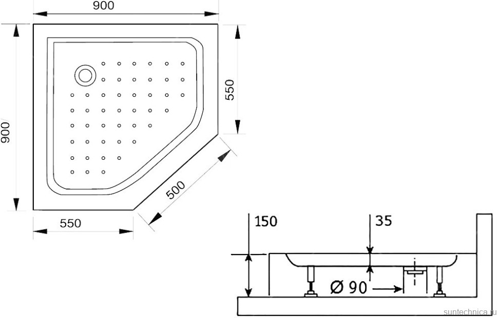Поддон для душа RGW Lux TN -TR 16180599-41 90x90