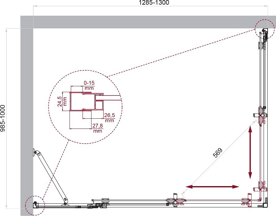 Душевой уголок BelBagno Luce AH-21-130/100-C-Cr профиль хром, стекло прозрачное