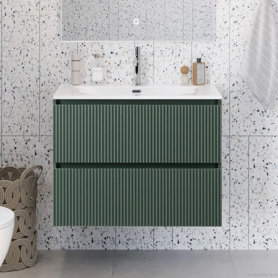 Мебель для ванной комнаты BelBagno Uno-mini 90 подвесная, 2 ящика, матовая еловая