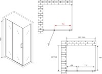 Душевой уголок Abber Sonnenstrand AG04130S-S70 70x130, профиль хром, стекло прозрачное