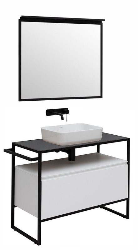 Мебель для ванной комнаты Allen Brau Priority 100 напольная, белый матовый, столешница графит структ