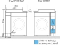 Тумба под раковину СаНта Марс 19 напольная, для стиральной машины, белая