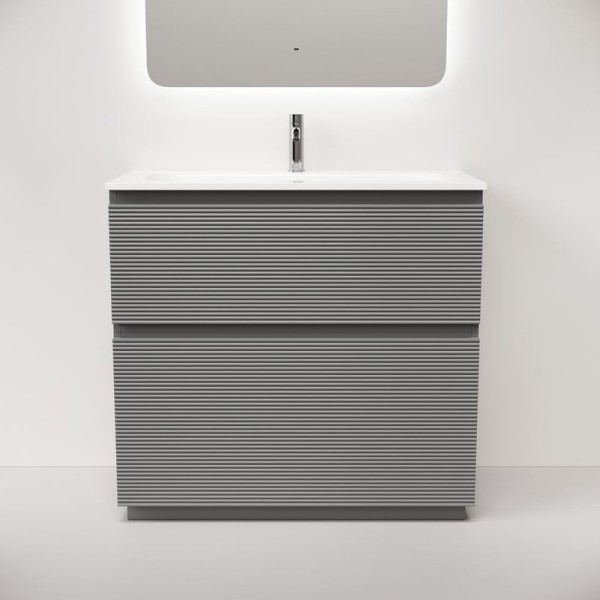 Тумба под раковину в ванную Sancos Folk Floor 890х445х850 мм, напольная с двумя ящиками, Ergraut soft