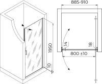 Душевая дверь в нишу RGW Leipzig LE-003-Gg 900х1950 профиль серый, стекло прозрачное