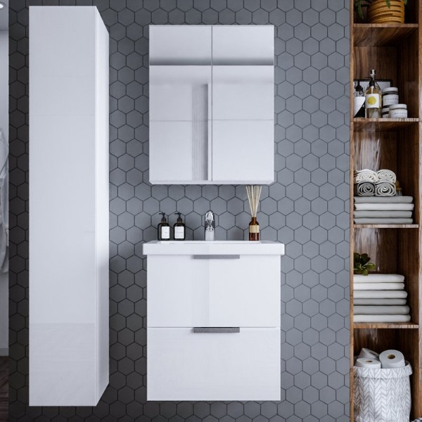 Мебель для ванной комнаты Бриклаер Хелена 60 белый глянец