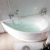 Комплект Акриловая ванна 1MarKa Piccolo R Стандарт 2+ 150x75 см, угловая, правая, встраиваемая, белая, асимметричная, со сливом-переливом