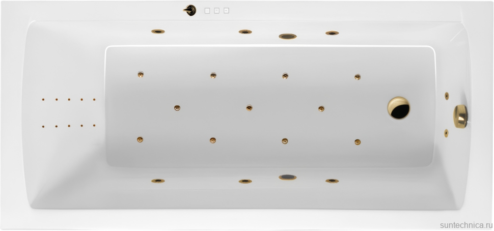 Акриловая ванна Excellent Aquaria Ultra Nano 170x75 см, встраиваемая, с гидромассажем, белая, с каркасом, со сливом-переливом, фурнитура золото