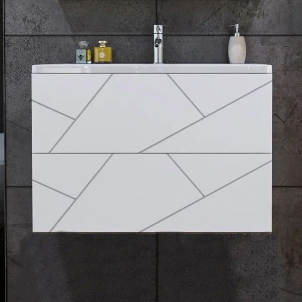 Тумба под раковину Бриклаер Кристалл 80 белая матовая