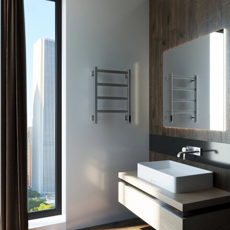 Полотенцесушитель электрический Grota Soffi K 430х600 NM EL 60x45 см, подключение справа, слева, скрытое подключение справа, матовый хром, лесенка