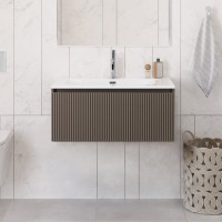 Тумба с раковиной BelBagno Uno 80 подвесная, 1 ящик, матовая бежевая